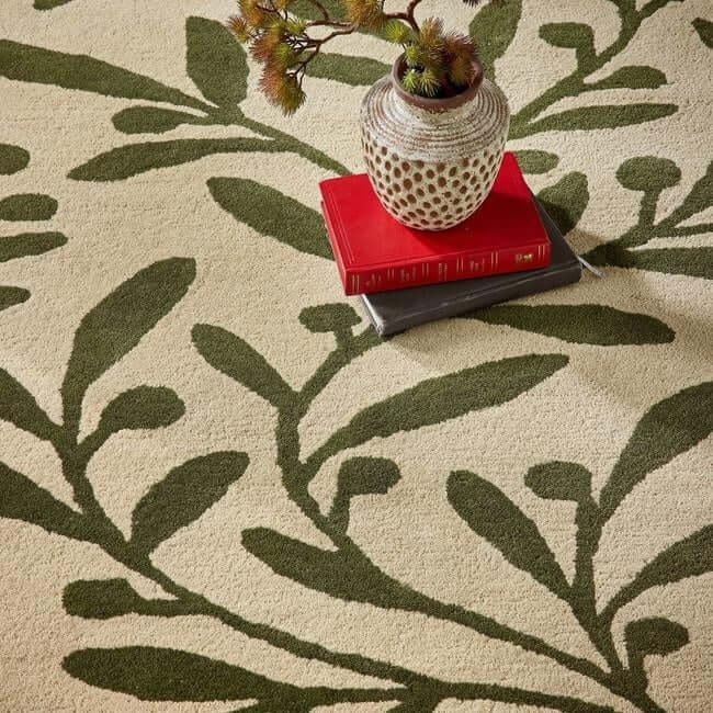 Cream Wool Rug Floral Design - Image 2