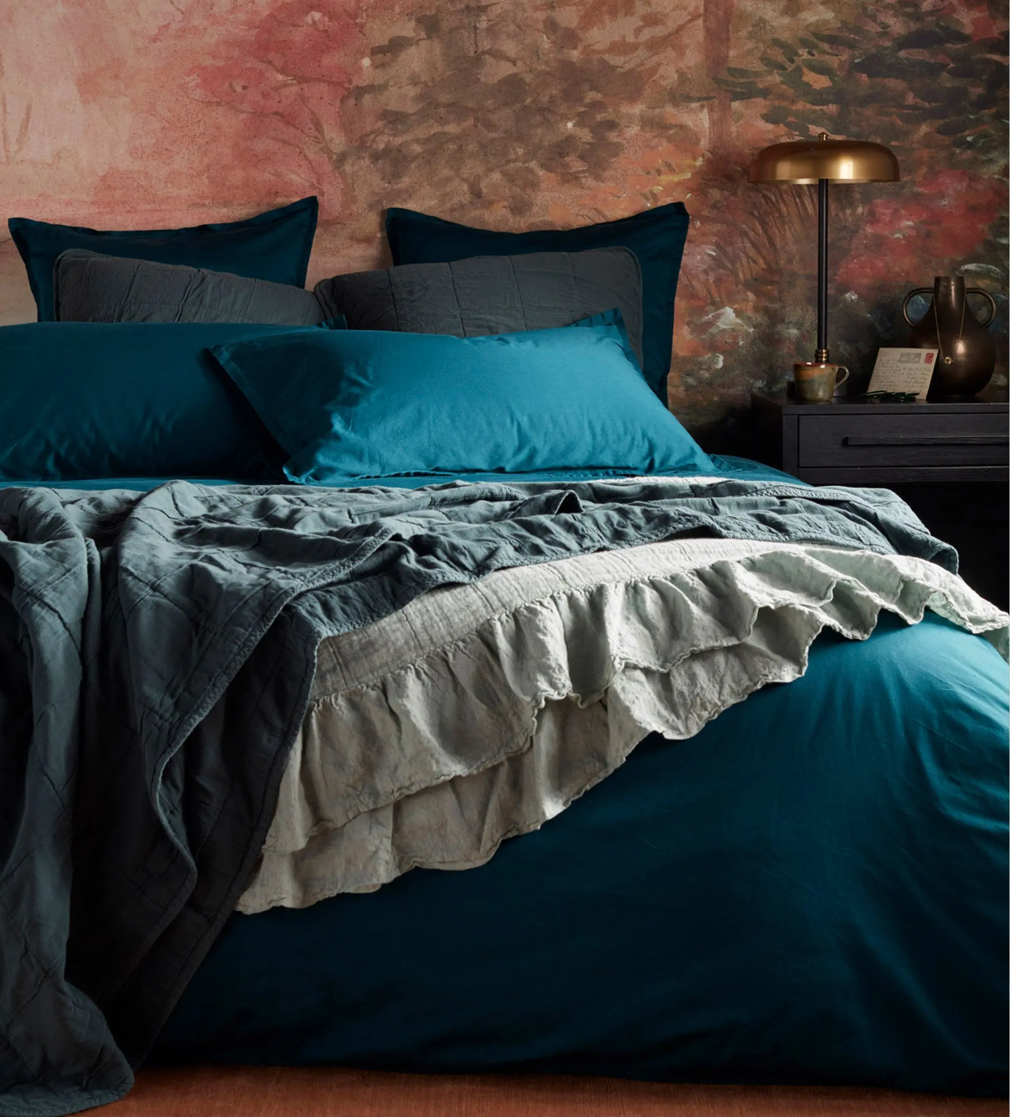 Darkest Spruce Finn 100% Cotton Quilted Cushion Cover