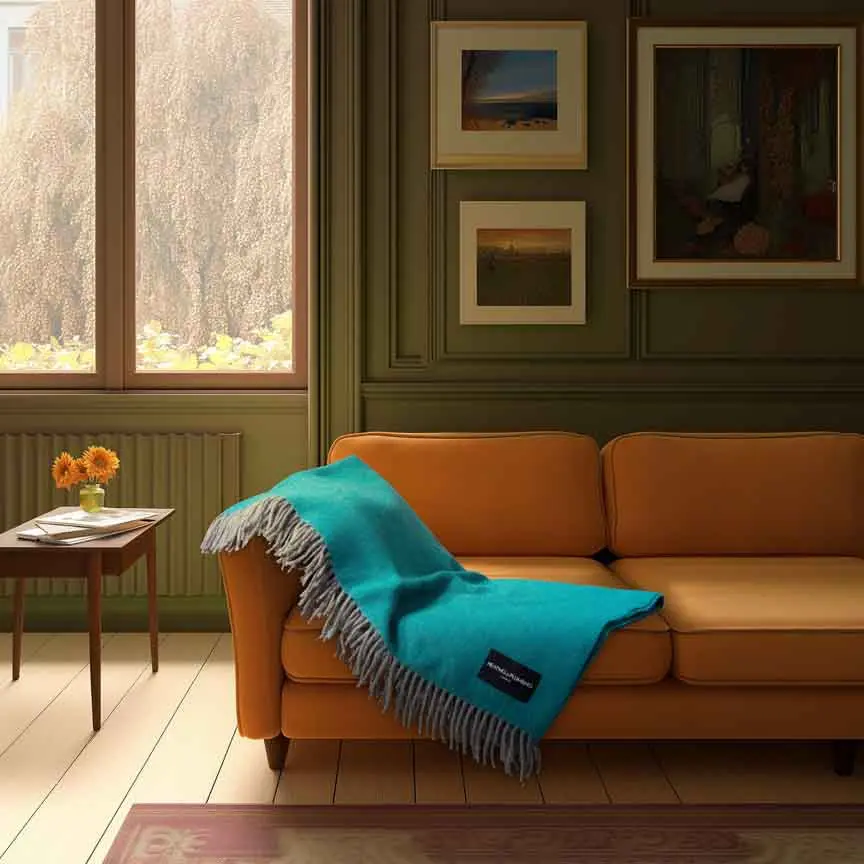 Daydreams - Merino Lambswool Throw - Deep Sea Green - Image 2