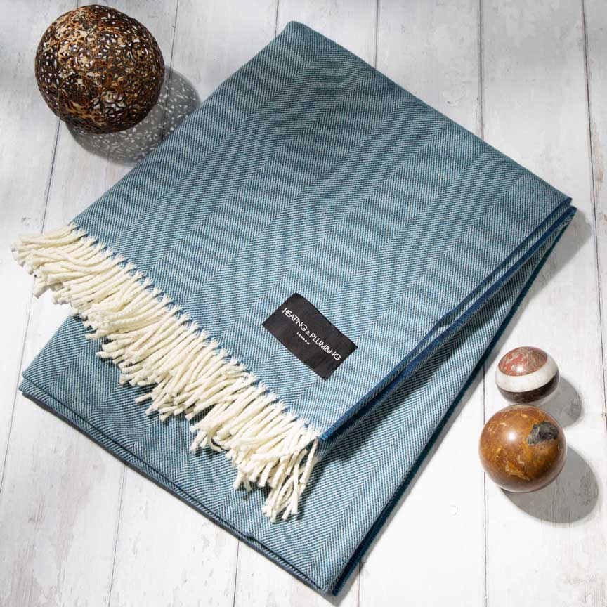 Daydreams - Merino Lambswool Throw - Sea Blue - Image 3