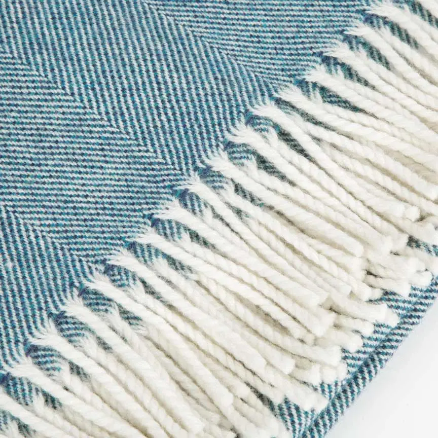 Daydreams - Merino Lambswool Throw - Sea Blue - Image 4