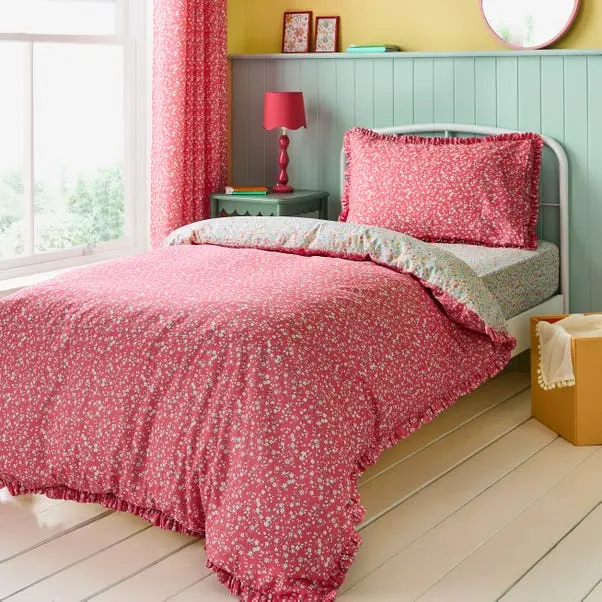 Ditsy Frill Reversible Duvet Cover and Pillowcase Set - Image 3