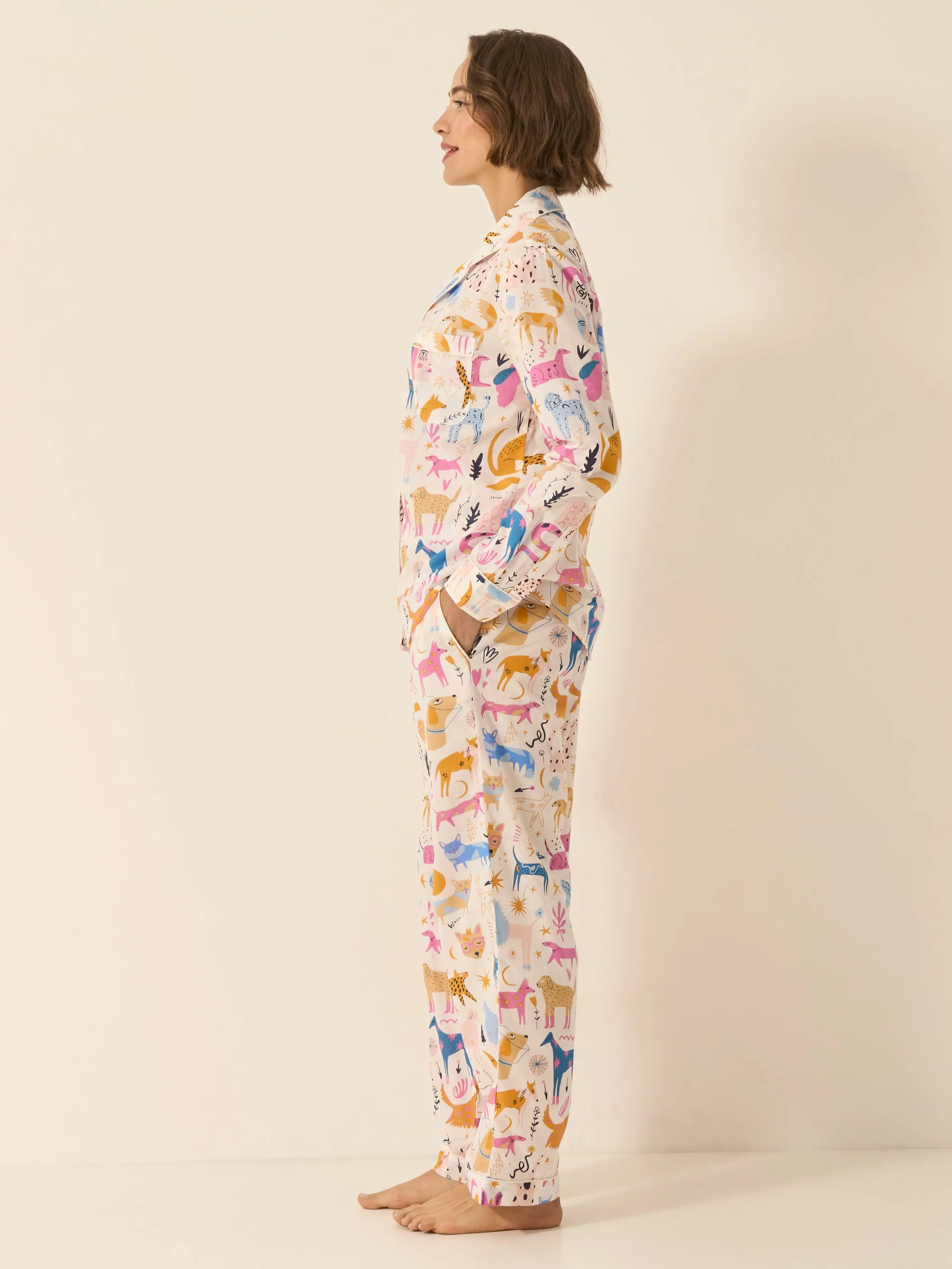 Dog Print Women's Long Sleeve Organic Cotton Pyjama Trouser Set - Image 4