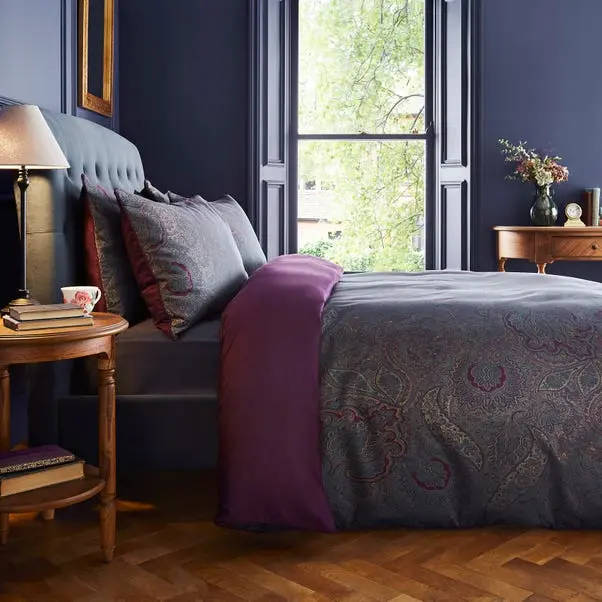 Dorma Paisley Jacquard Damson Duvet Cover and Pillowcase Set - Image 2
