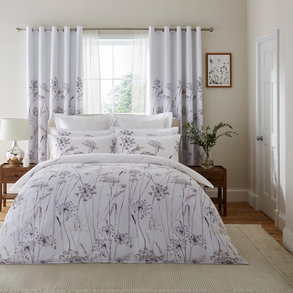 Mauve Dorma Purity Meadow 100% Cotton Duvet Cover and Pillowcase Set - Image 4