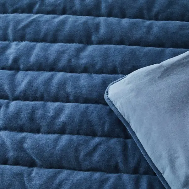 Dorma Remington Cotton Velvet Blue Bedspread - Image 2