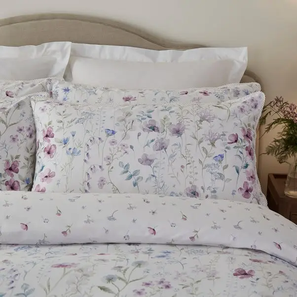 Dorma Wildflower Mauve Cotton Duvet Cover and Pillowcase Set - Image 4