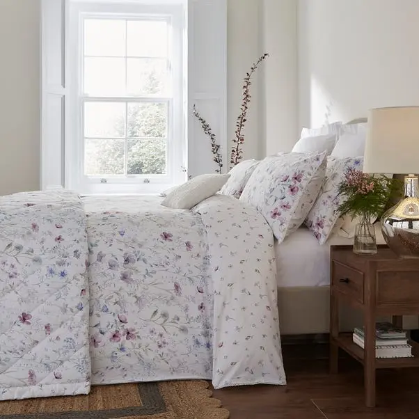 Dorma Wildflower Mauve Cotton Duvet Cover and Pillowcase Set - Image 6