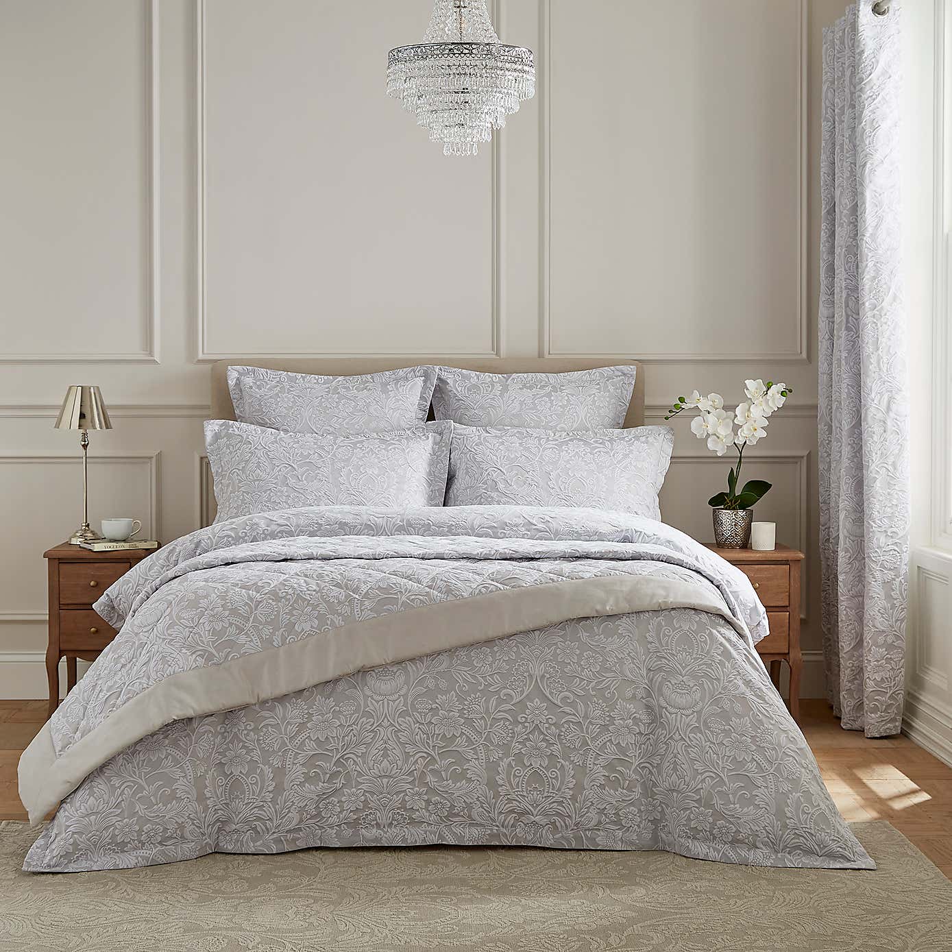 Dorma Winchester Jacquard Grey Duvet Cover - Image 2
