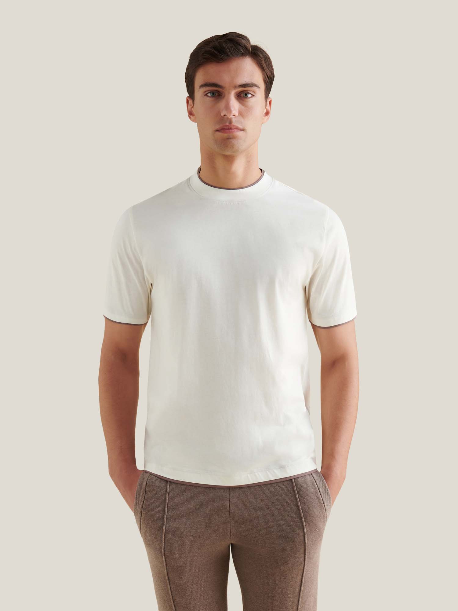 Egret Mens Double Layer Mercerised Cotton T-Shirt