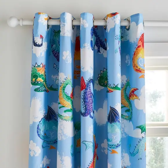Dragons Blackout Eyelet Curtains