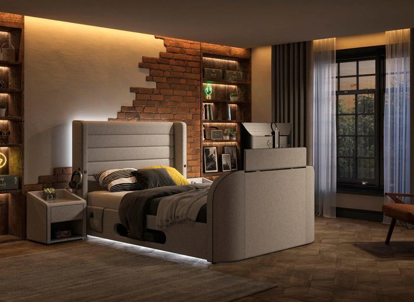Drift Gaming Ottoman TV Bed Frame - Grey