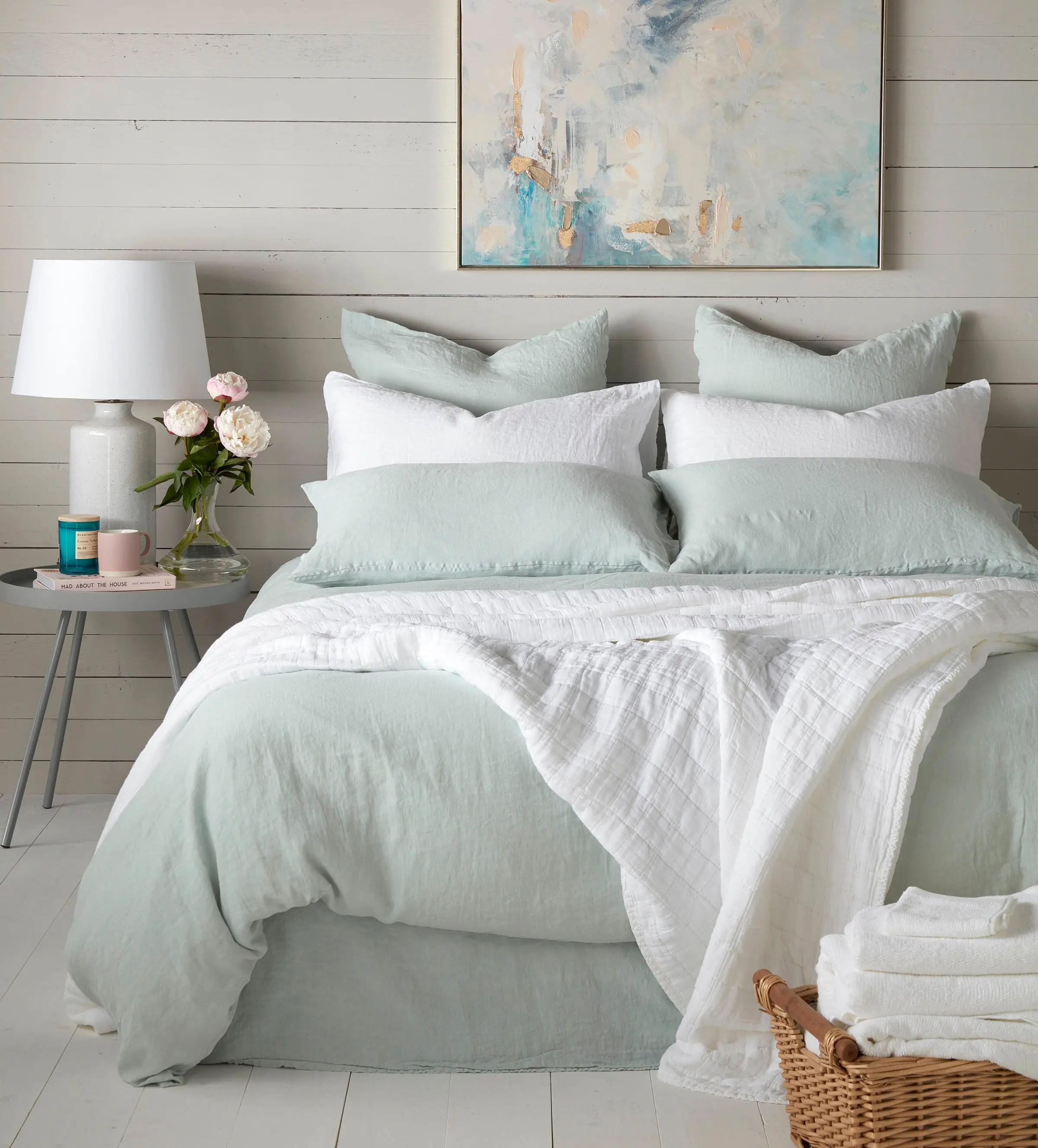 Duck Egg 100% Linen Fitted Sheet