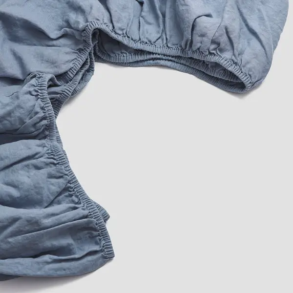 Dusk Blue Linen Fitted Sheet - Image 4