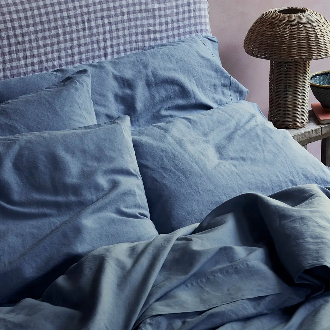 Dusk Blue Linen & Cotton Pillowcases (Pair)