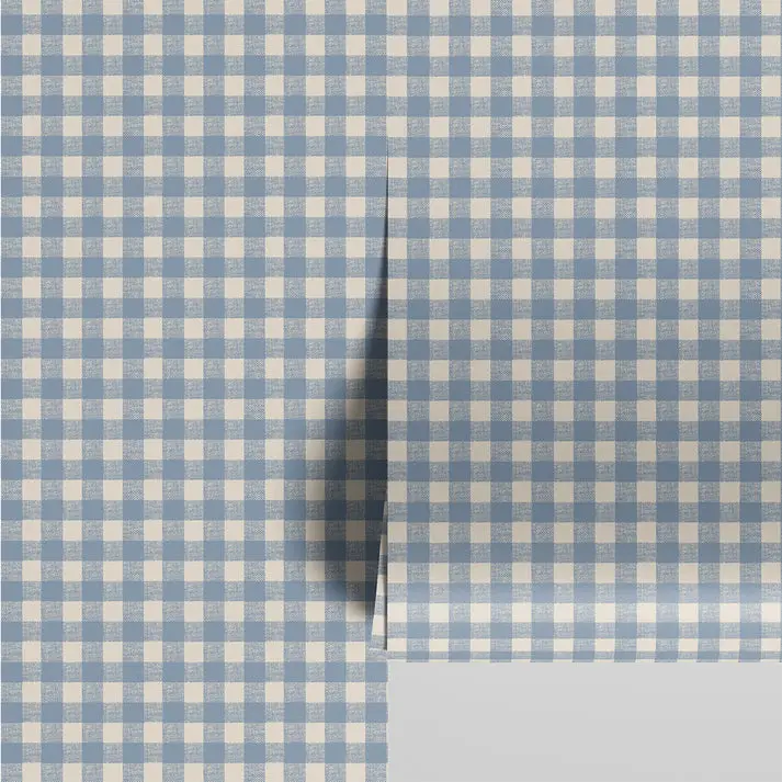 Dusty Blue Gingham Wallpaper - Image 3