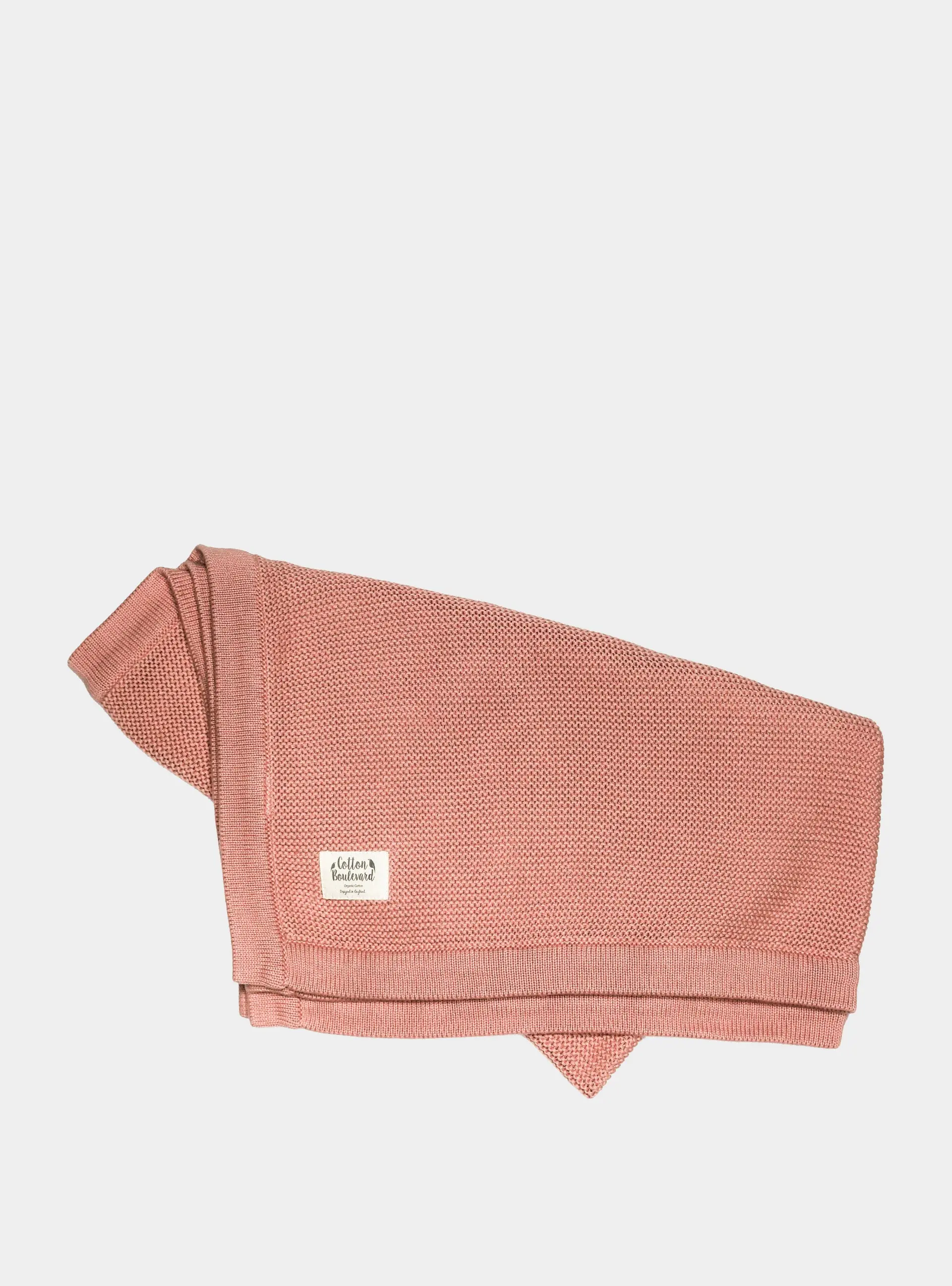 Dusty Pink Organic Cotton Knitted Baby Blanket – 100 X 80cm