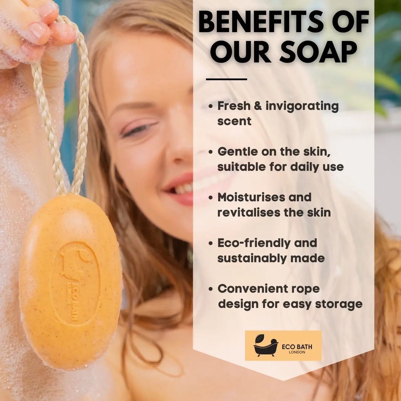 Apricot Soap on a Rope 220g- Luxury Eco-Friendly Apricot Soap Bar - Image 3