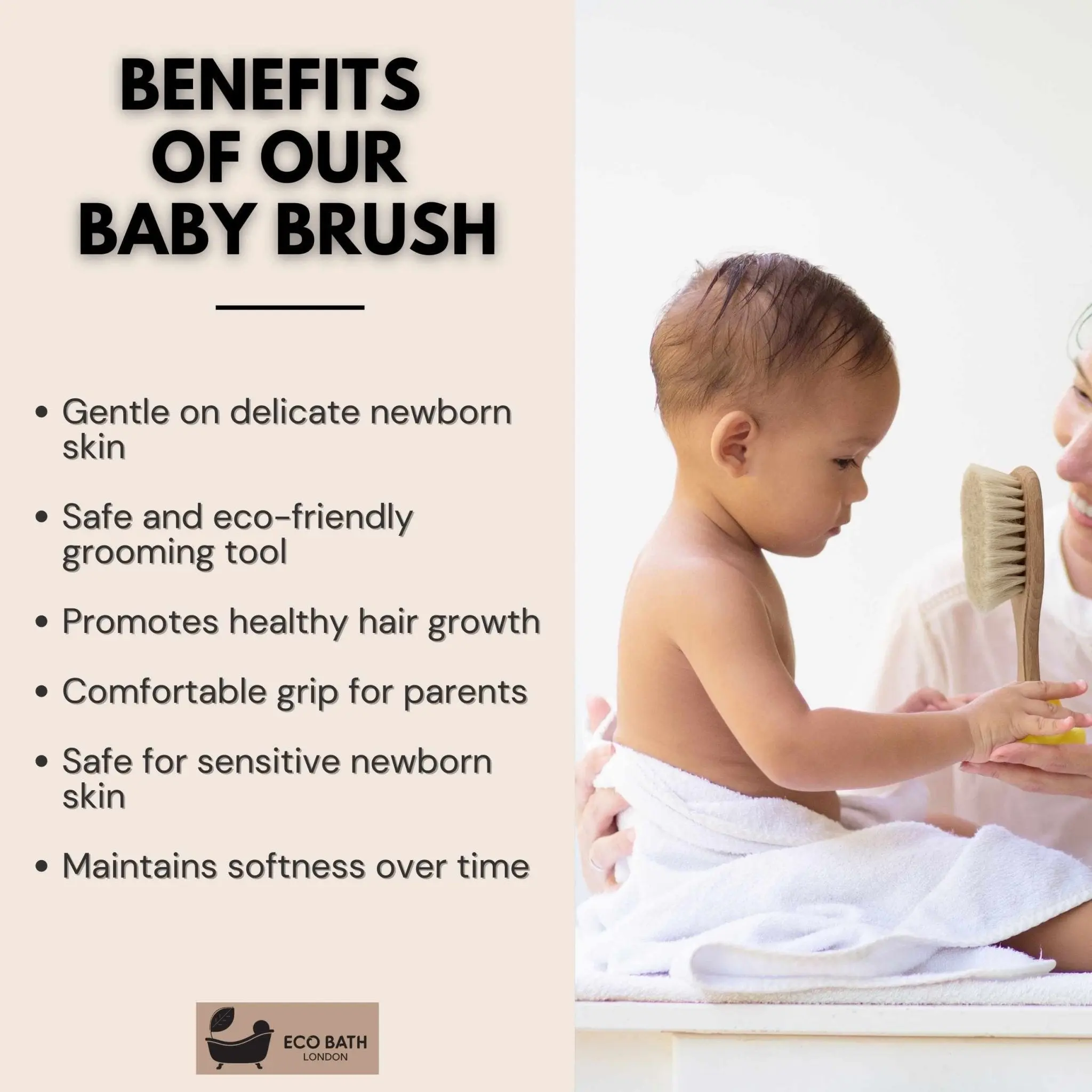 Baby Brush with Goat Hair - Ultra Soft Baby Bath Brush for Newborns - Image 3