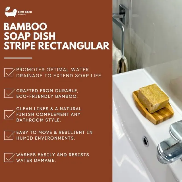 Bamboo Stripes Rectangle Soap Dish - Image 3
