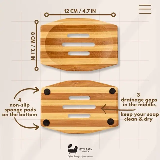 Bamboo Stripes Rectangle Soap Dish - Image 6