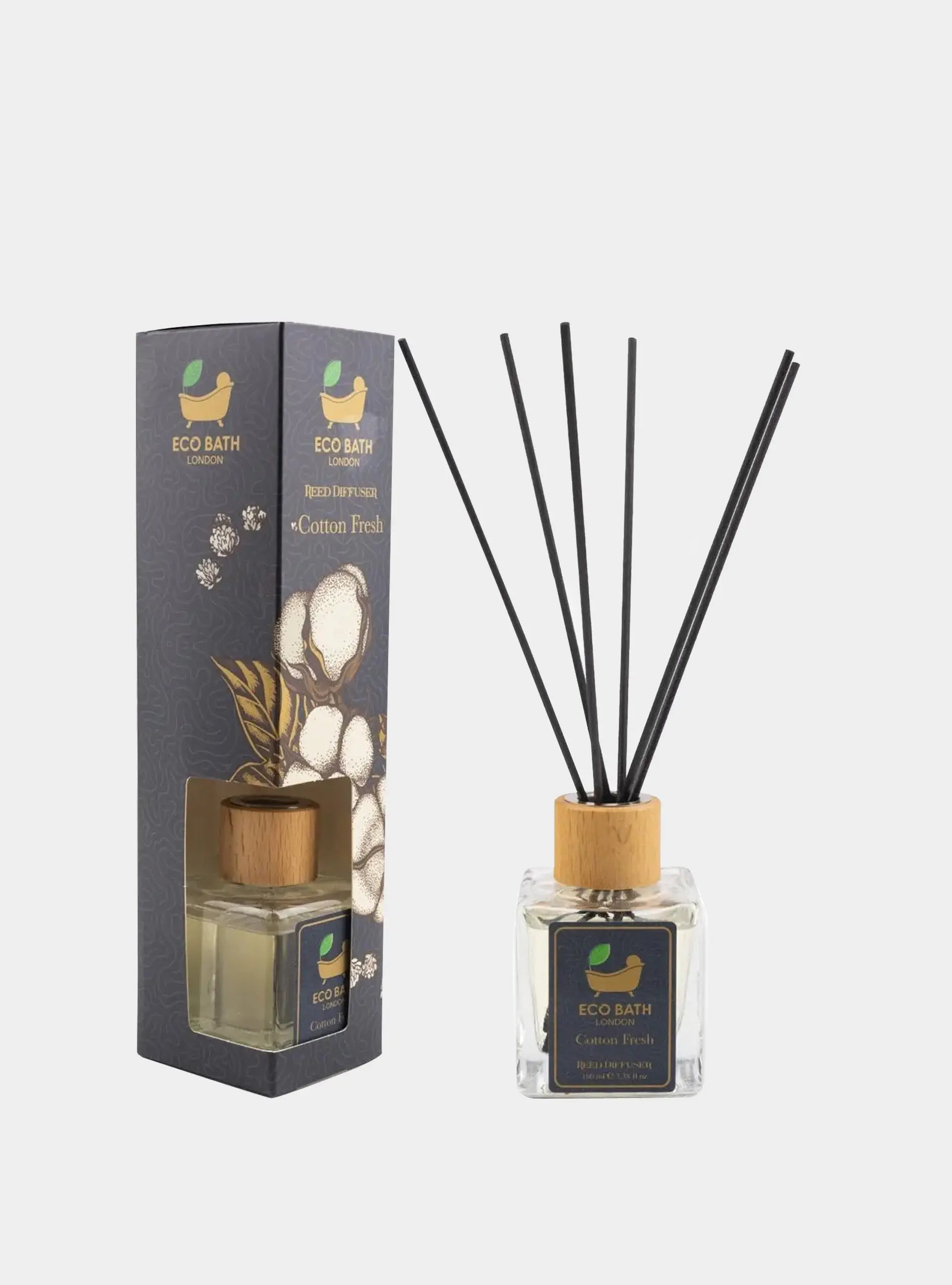 Cotton Fresh Reed Diffuser 100ml (3.38 Fl.Oz) - Luxurious Calming Reed Diffuser for Home Fragrance