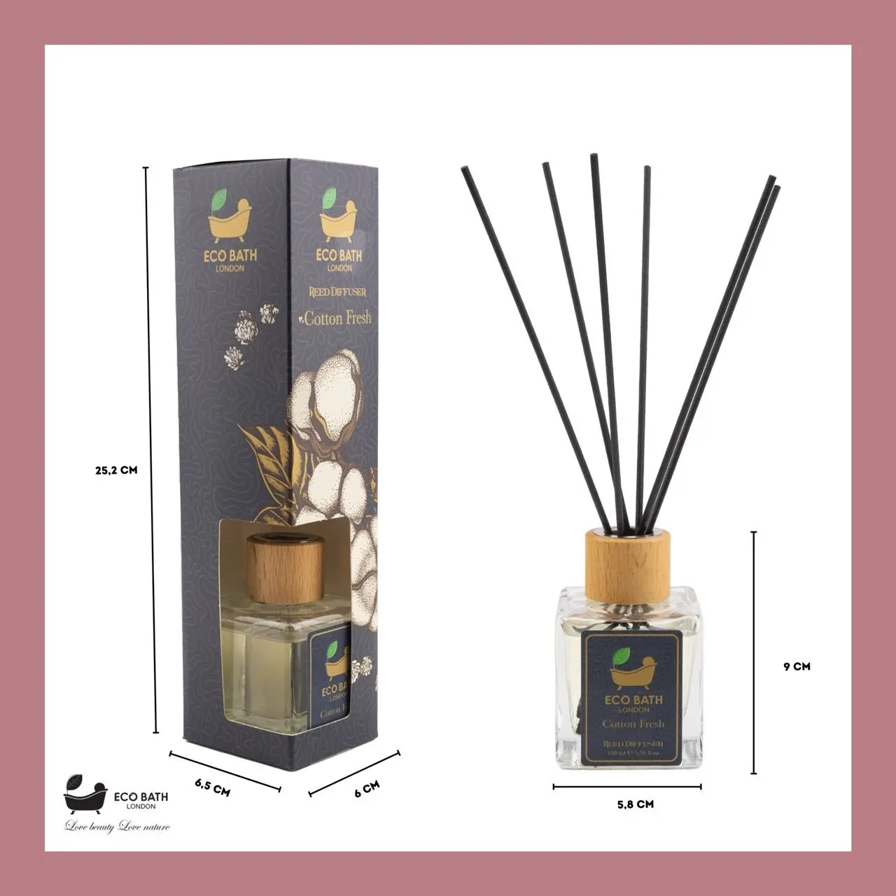 Cotton Fresh Reed Diffuser 100ml (3.38 Fl.Oz) - Luxurious Calming Reed Diffuser for Home Fragrance - Image 6