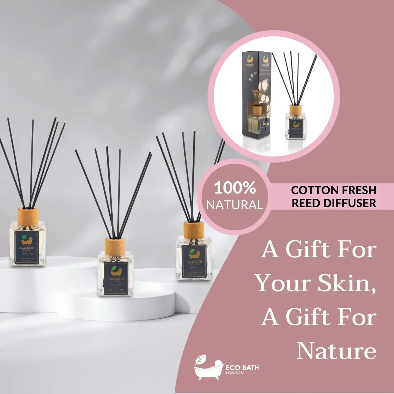 Cotton Fresh Reed Diffuser 100ml (3.38 Fl.Oz) - Luxurious Calming Reed Diffuser for Home Fragrance - Image 8