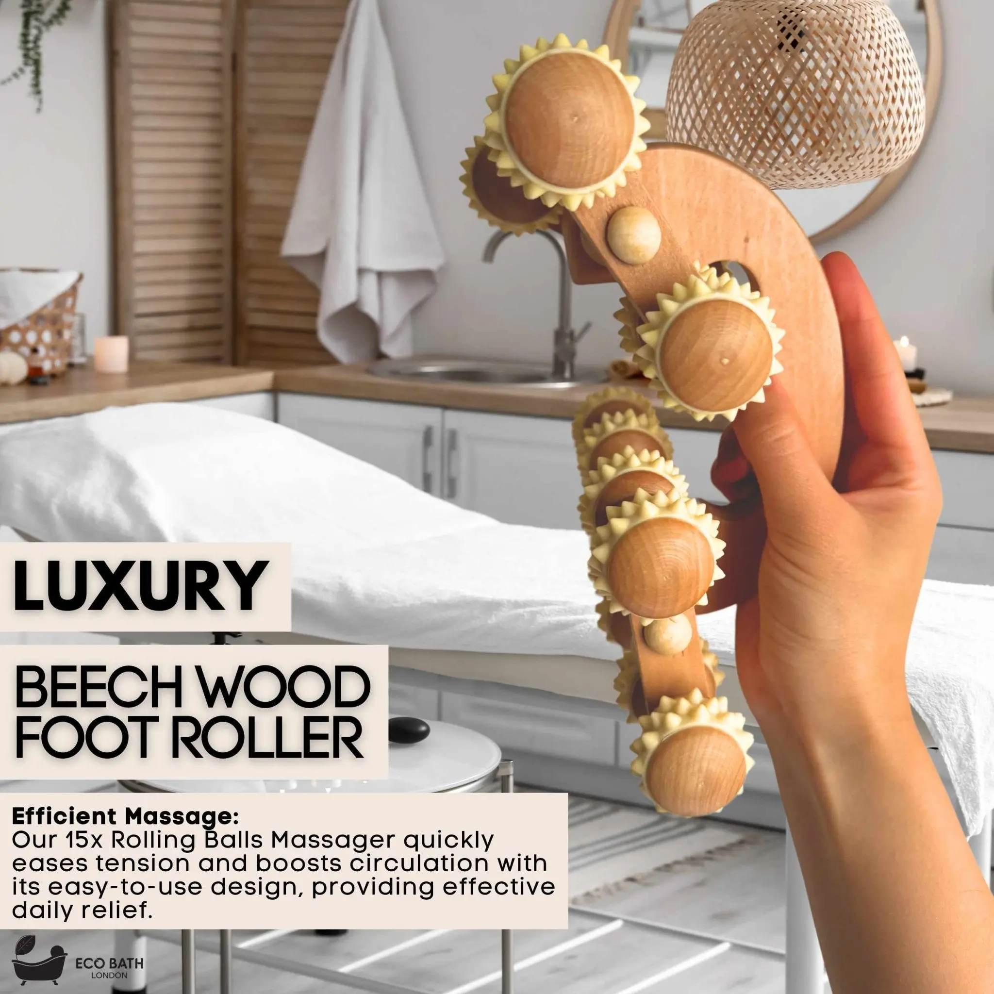 Eco Bath London Deluxe Massager - Natural Wooden Back Massager - Image 2