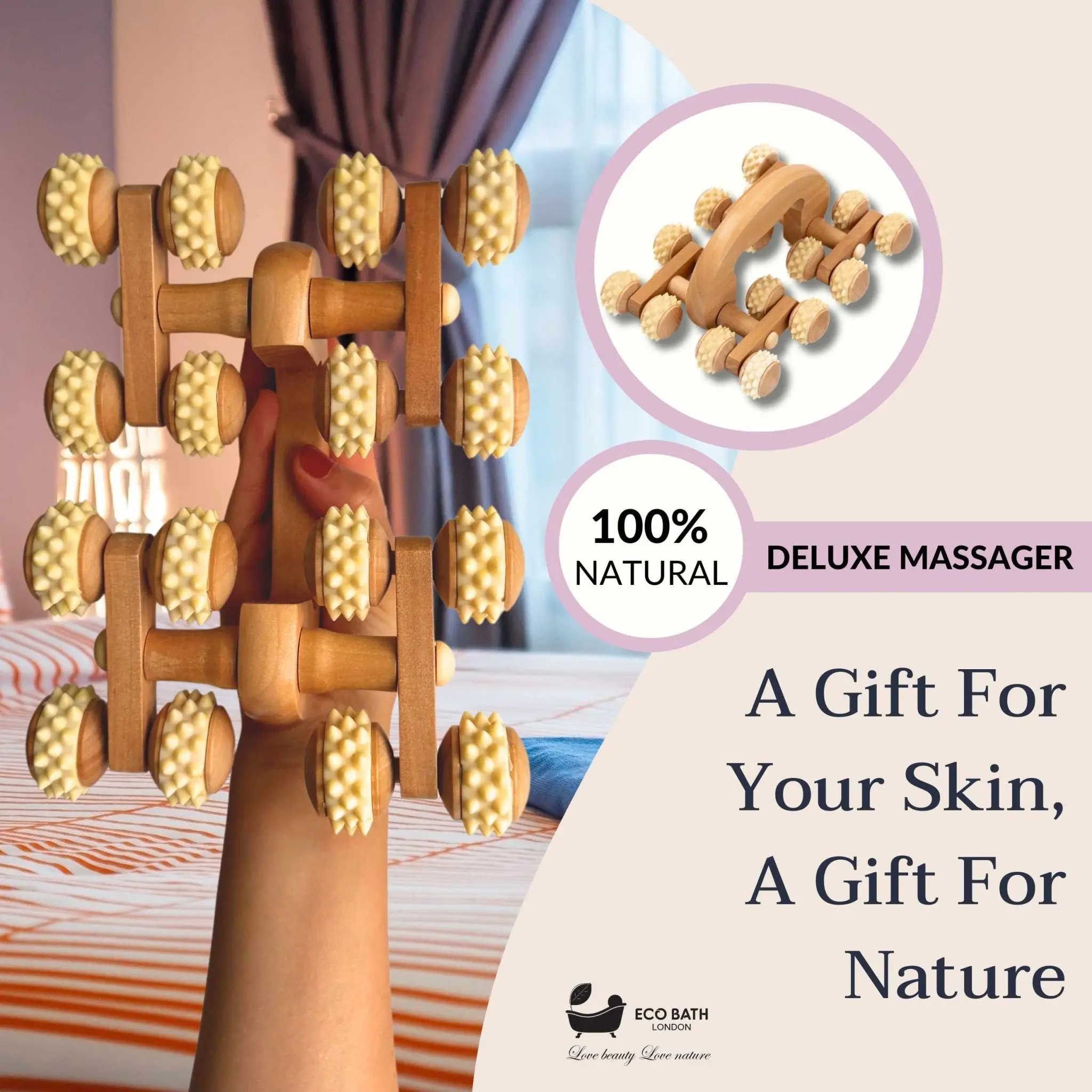Eco Bath London Deluxe Massager - Natural Wooden Back Massager - Image 7
