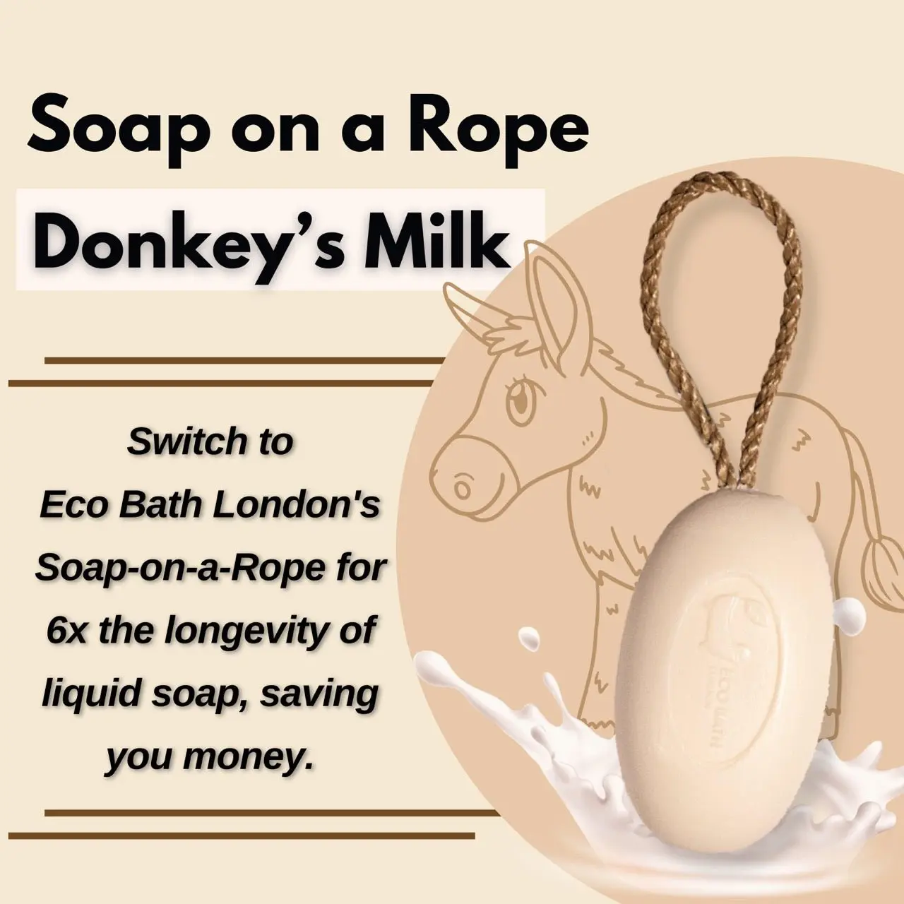 Donkey’s Milk Soap on a Rope 220g - Luxurious and Eco Friendly Body Wash Bar with Shea Butter - Image 2