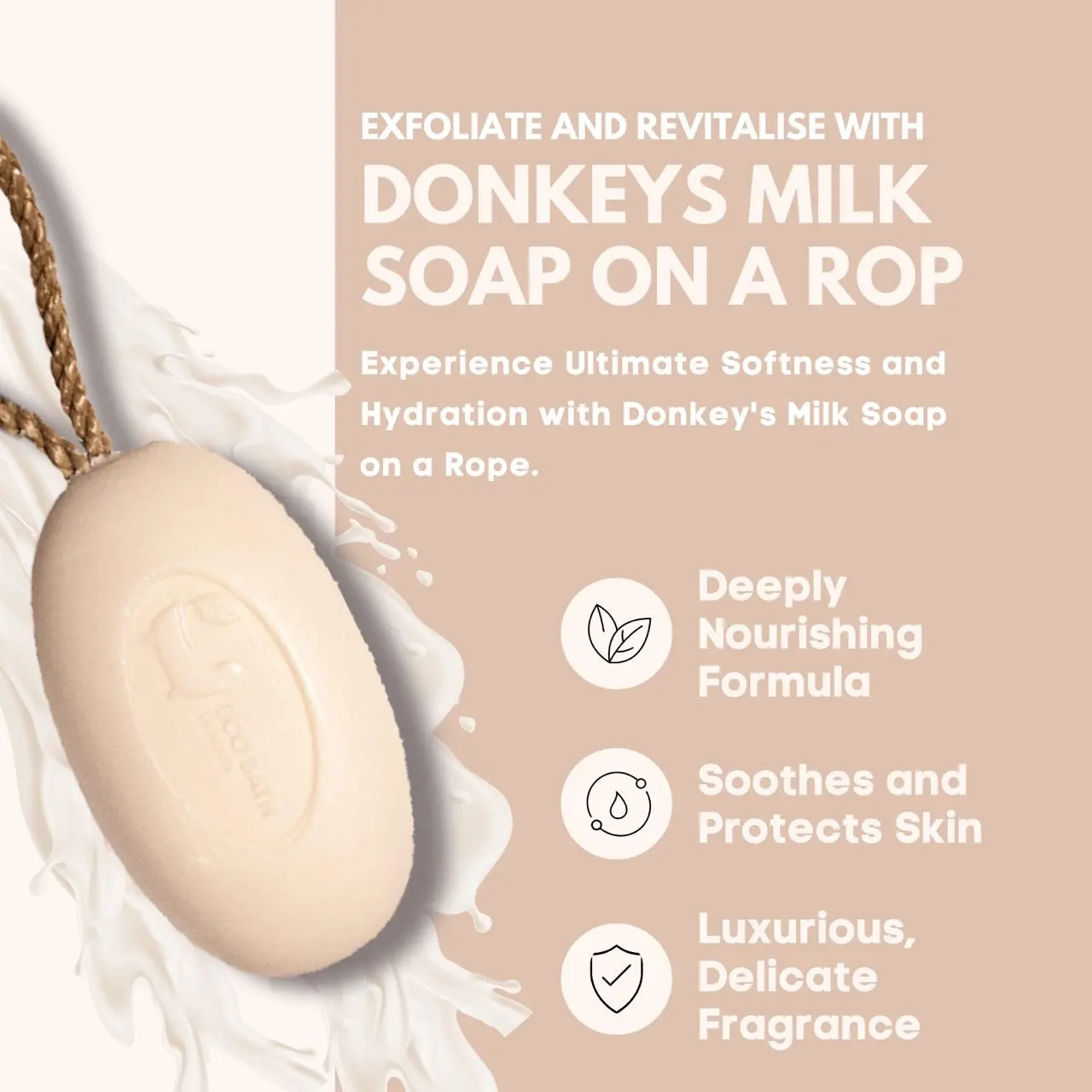 Donkey’s Milk Soap on a Rope 220g - Luxurious and Eco Friendly Body Wash Bar with Shea Butter - Image 4