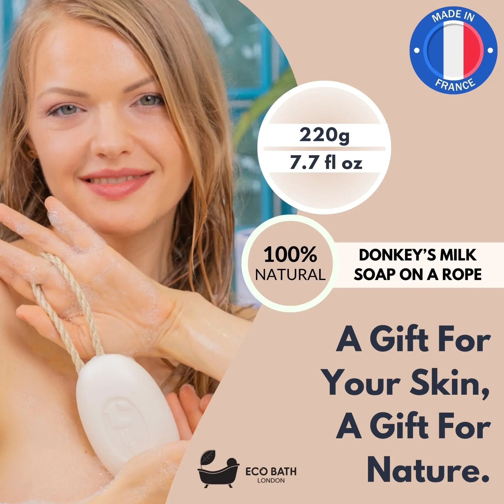Donkey’s Milk Soap on a Rope 220g - Luxurious and Eco Friendly Body Wash Bar with Shea Butter - Image 8