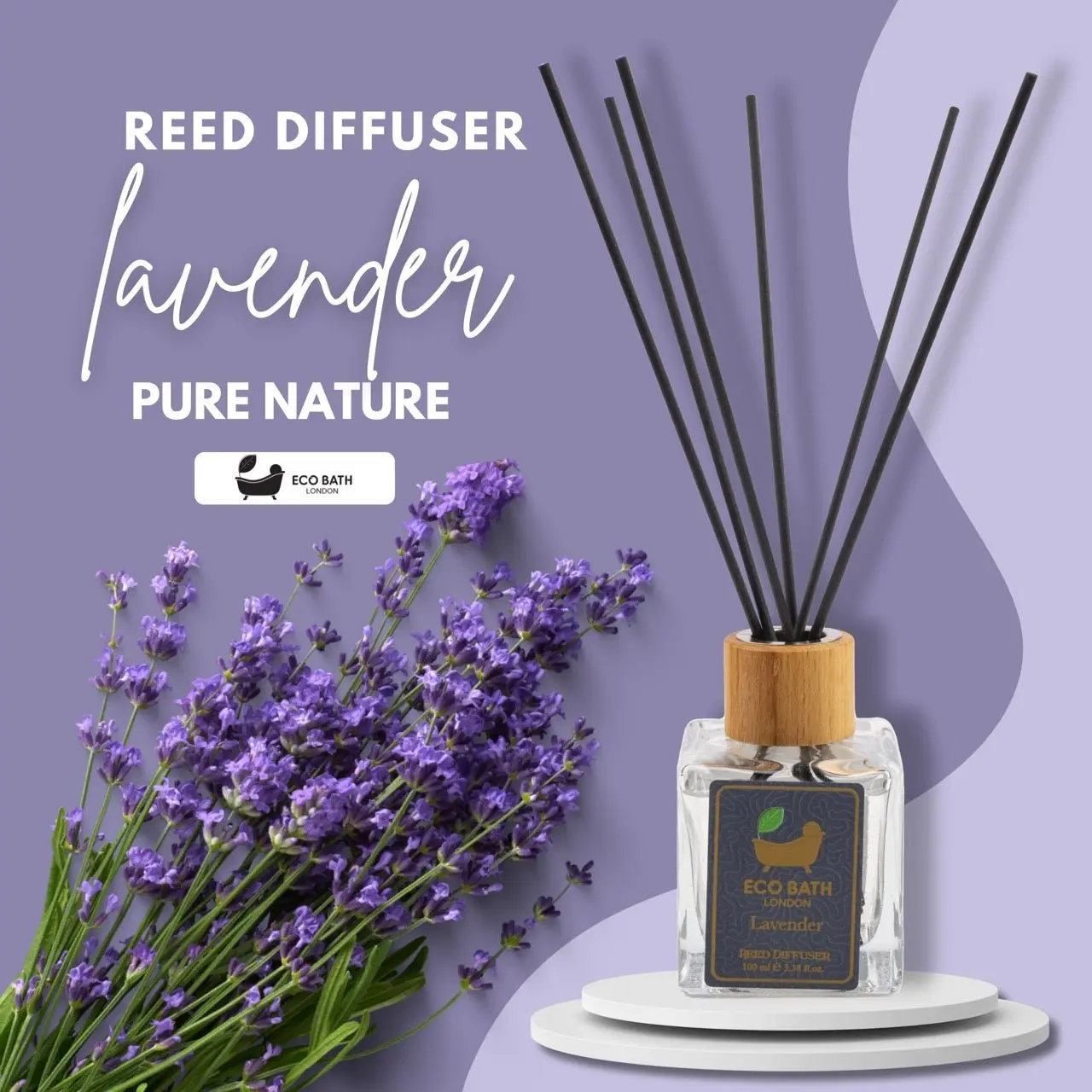 French Lavender Reed Diffuser - Luxurious Home Fragrance with Natural Essential French Lavender Oil, 100ml (3.38 Fl.Oz) - Image 2