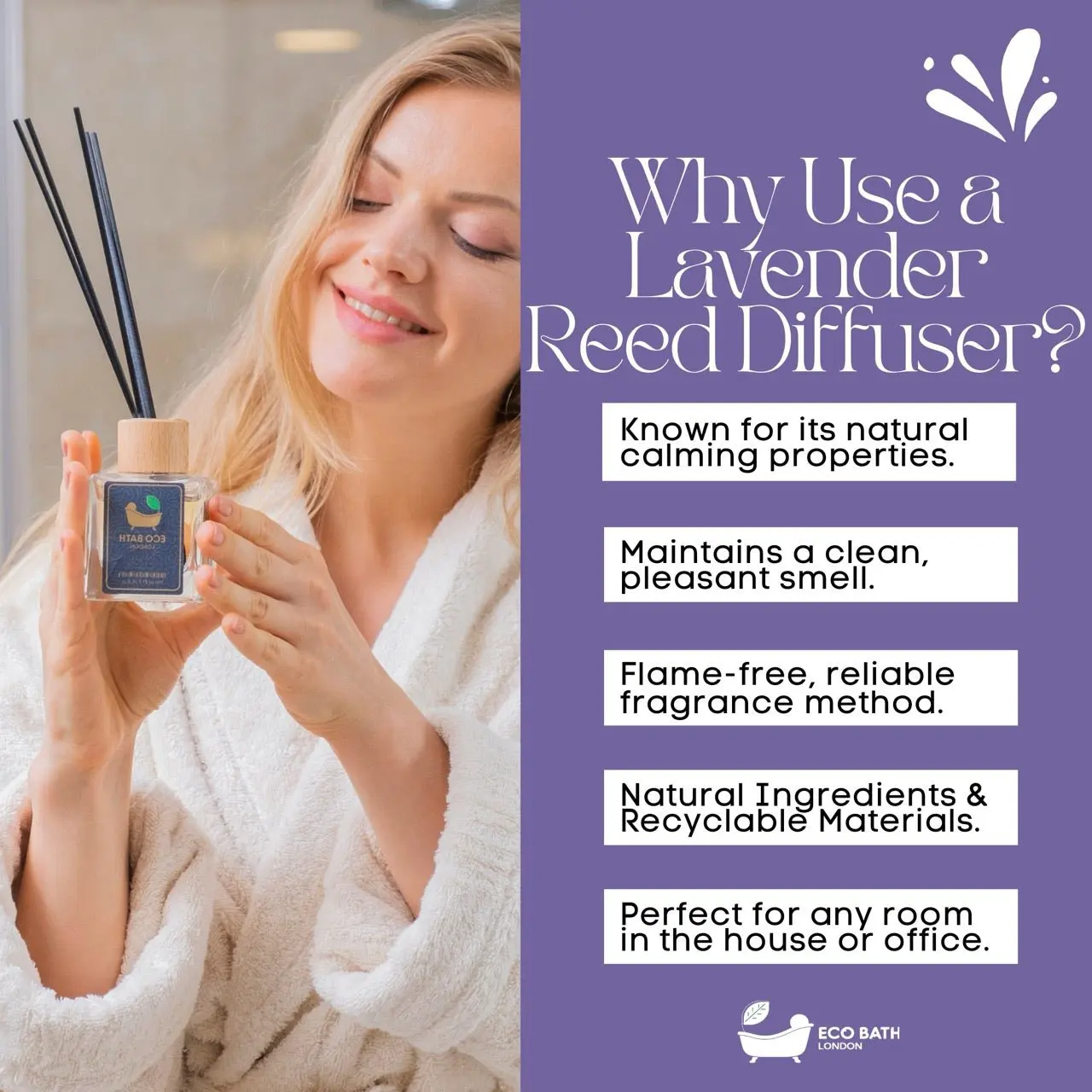 French Lavender Reed Diffuser - Luxurious Home Fragrance with Natural Essential French Lavender Oil, 100ml (3.38 Fl.Oz) - Image 5