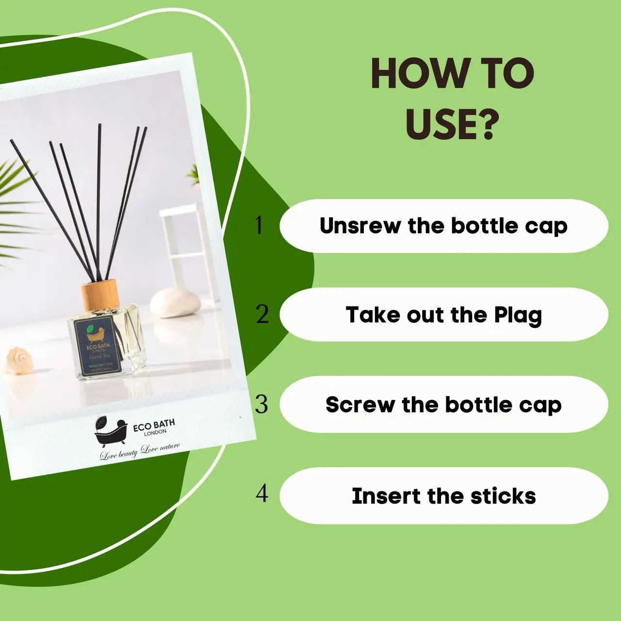 Green Tea Reed Diffuser - Refreshing Room Fragrance with Notes of Bergamot and Green Tea, 100ml (3.38 Fl.Oz) - Image 7