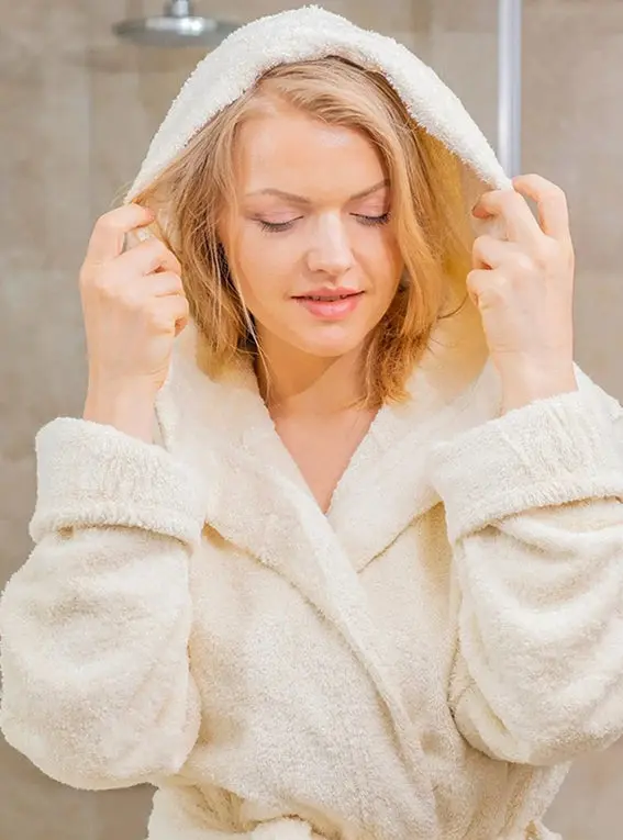Hooded Organic Cotton Bath Robe - 100% Certified Organic Cotton