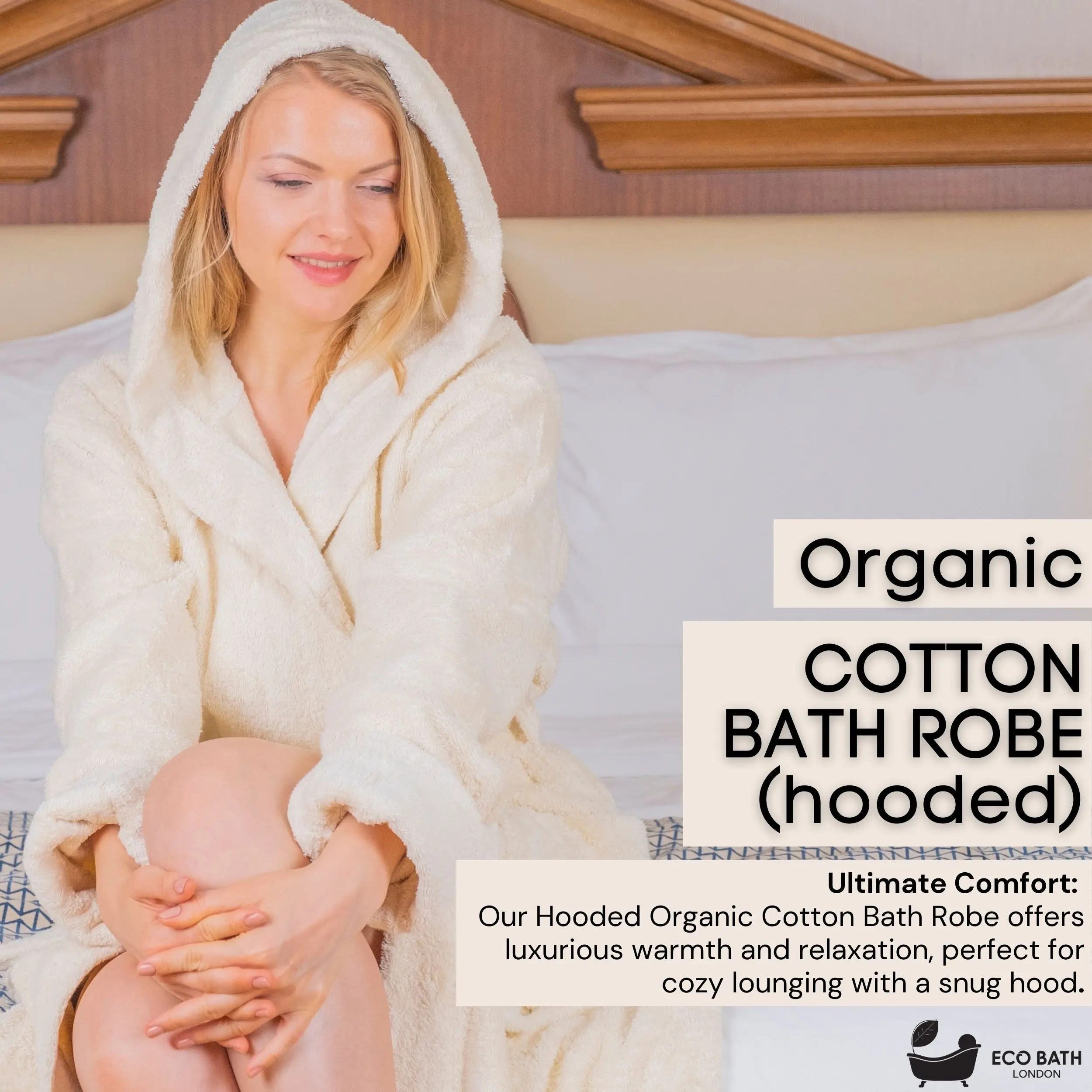 Hooded Organic Cotton Bath Robe - 100% Certified Organic Cotton - Image 2