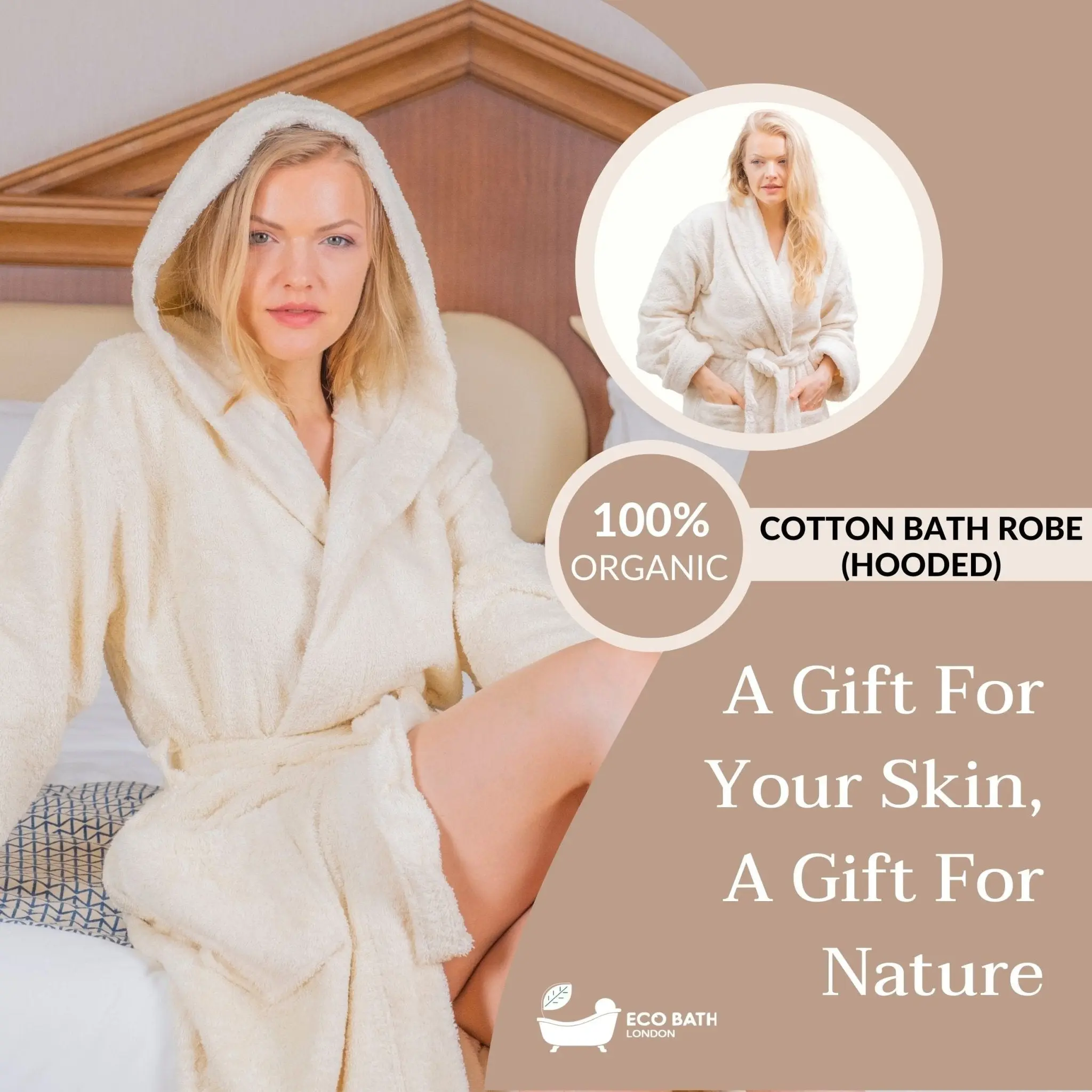 Hooded Organic Cotton Bath Robe - 100% Certified Organic Cotton - Image 8