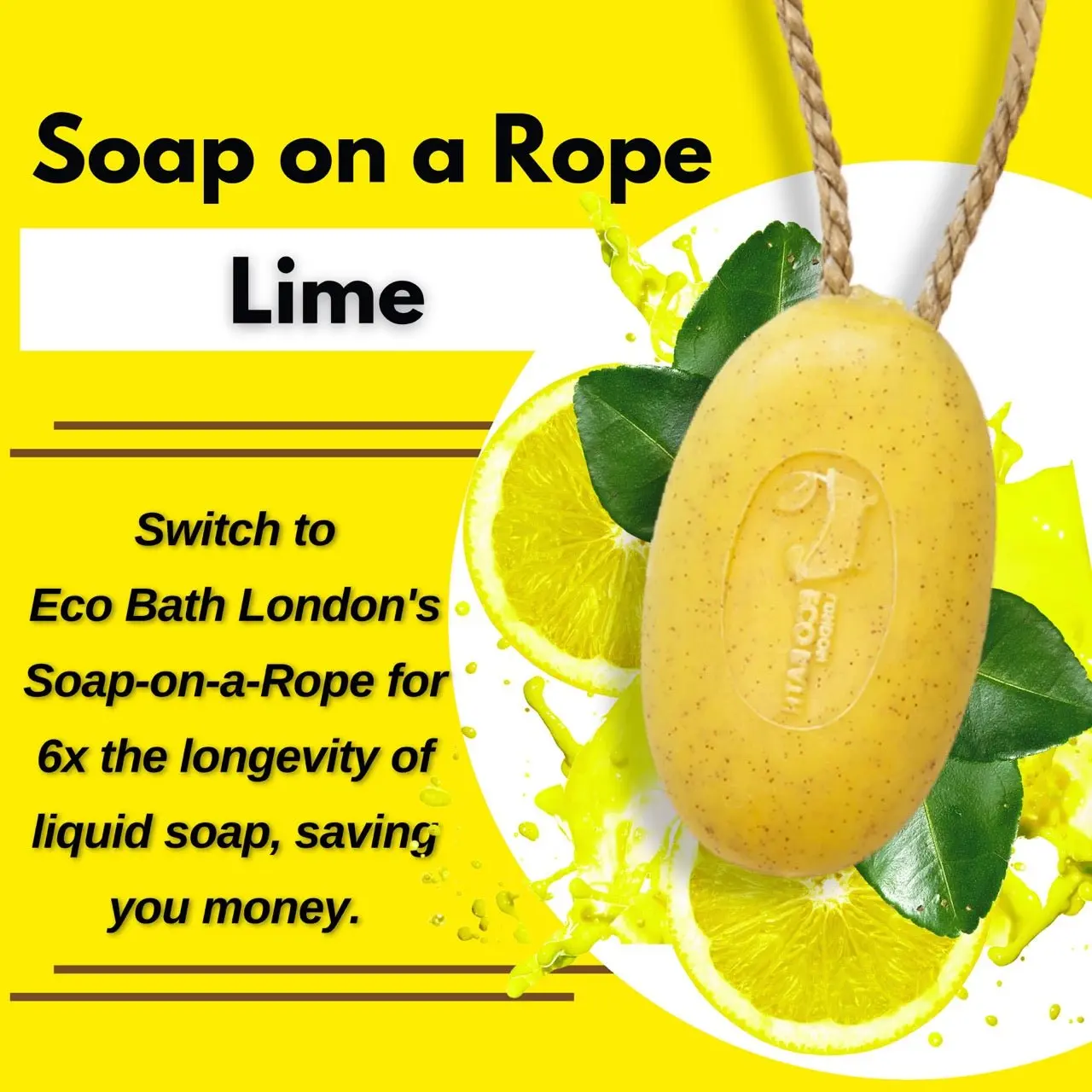 Lime Soap on a Rope 220g - Luxury Eco-Friendly Lime Soap, Refreshing Body Wash Bar with Shea Butter - Image 2