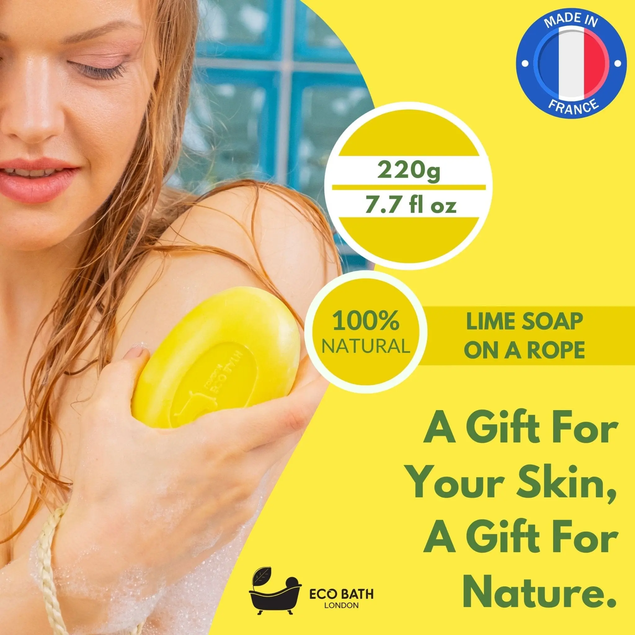Lime Soap on a Rope 220g - Luxury Eco-Friendly Lime Soap, Refreshing Body Wash Bar with Shea Butter - Image 8