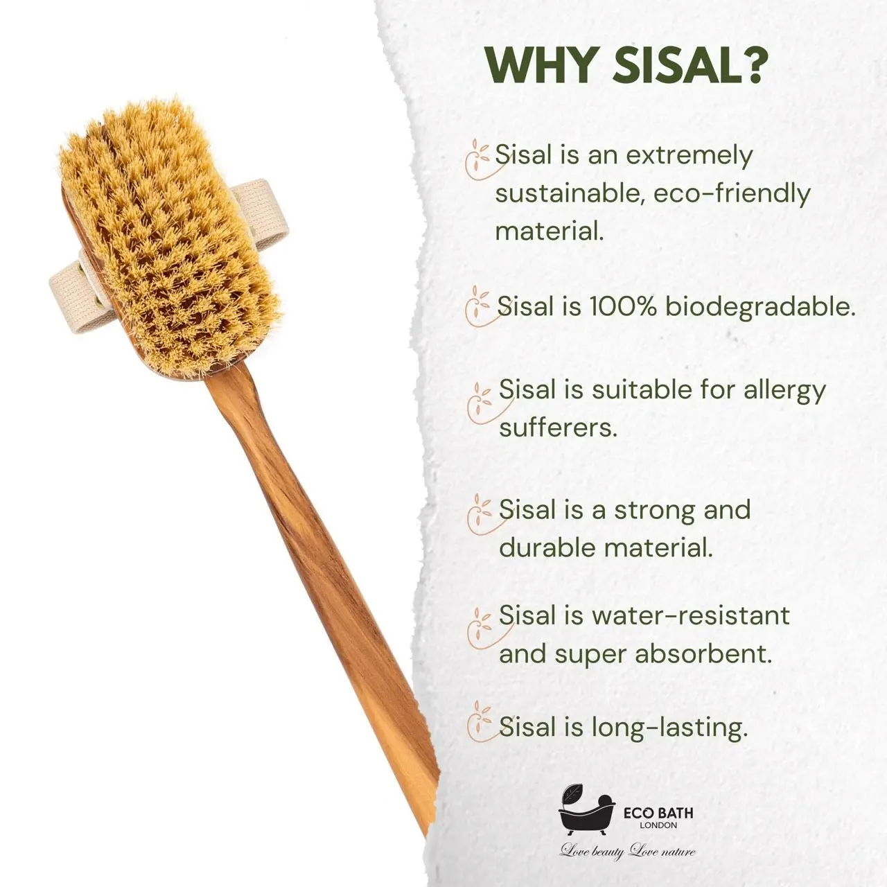 Luxury Natural Sisal Olive Wood Body Brush - The Ultimate Dry Brushing Body Brush - Image 4