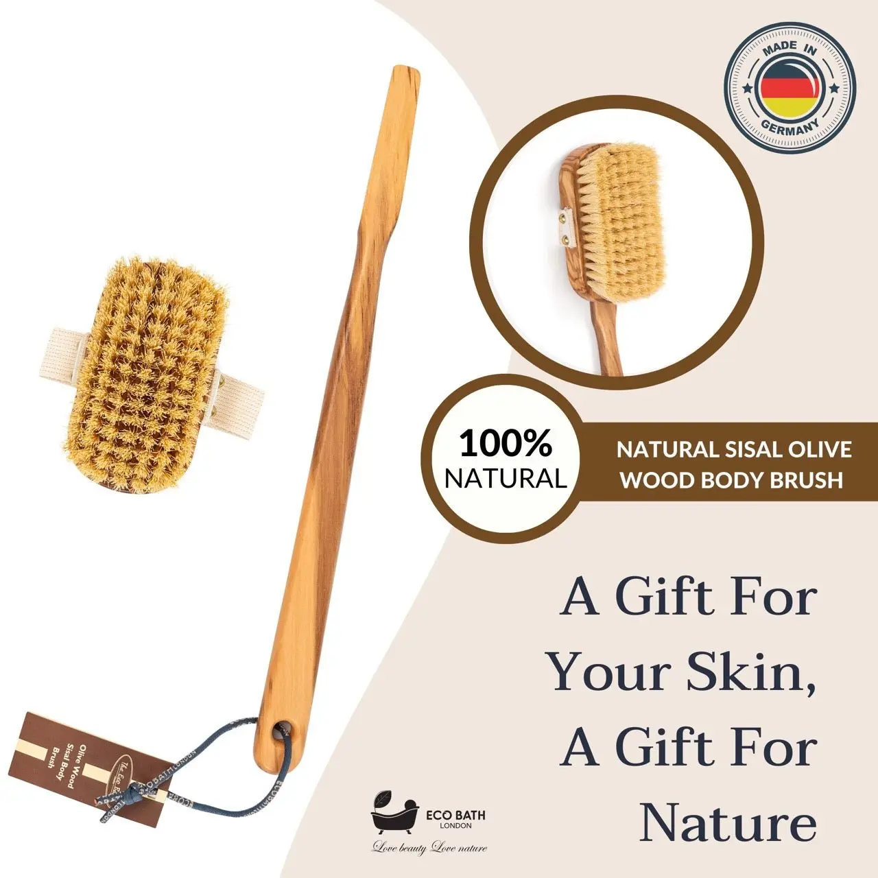 Luxury Natural Sisal Olive Wood Body Brush - The Ultimate Dry Brushing Body Brush - Image 7