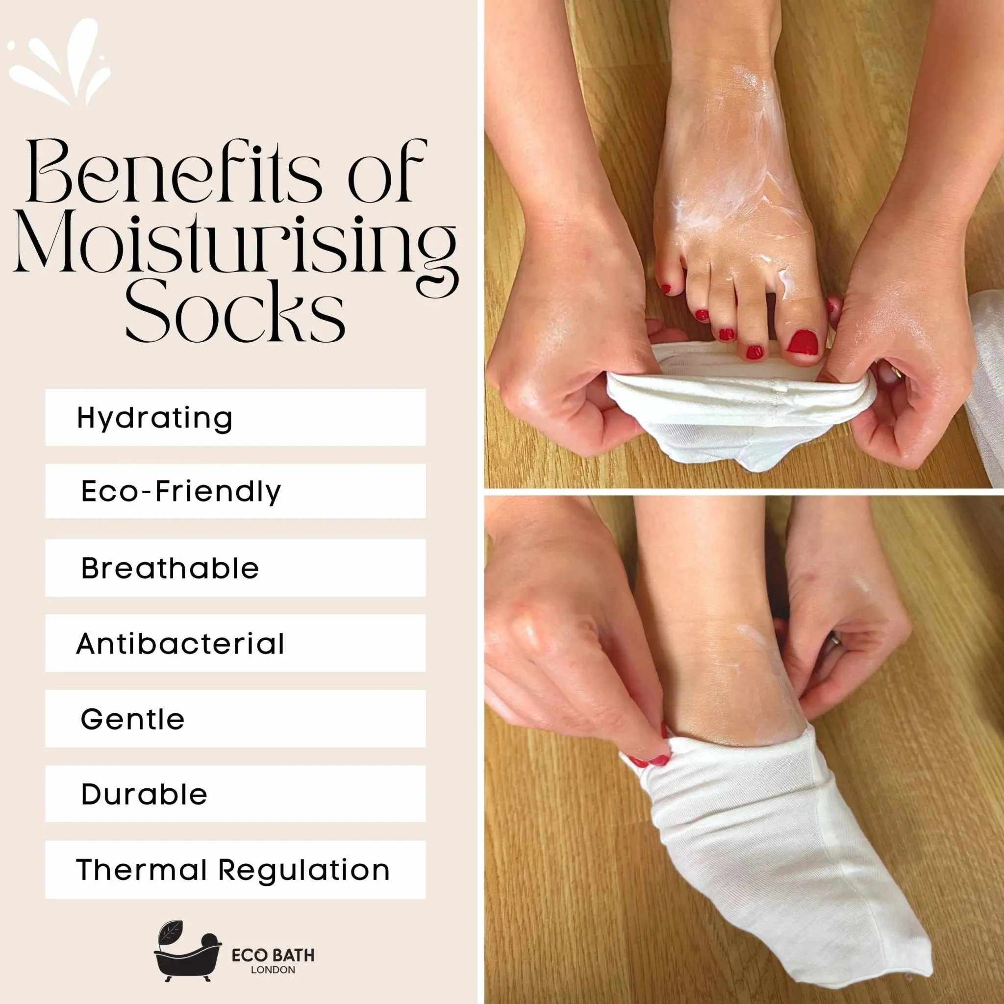 Moisturising Socks - 1 Pair, Breathable Soft Foot Moisturiser Socks for Overnight Hydration - Image 3