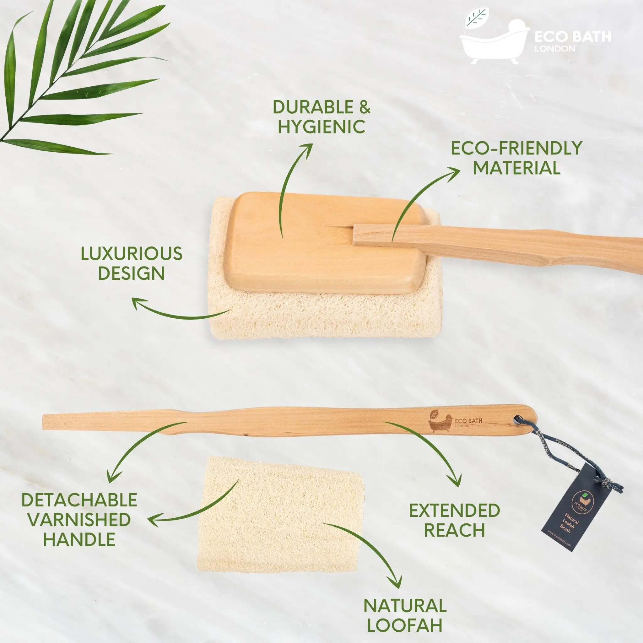 Natural Loofah Brush - Premium Loofah Body Brush with Handle - Image 3