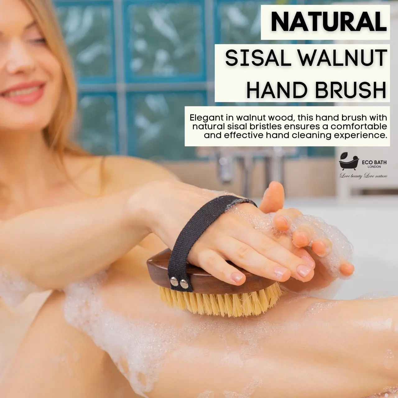 Natural Sisal Walnut Hand Brush - Luxury Hand Brush for Dry Brushing - Image 2