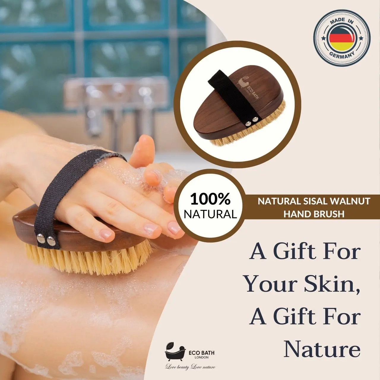 Natural Sisal Walnut Hand Brush - Luxury Hand Brush for Dry Brushing - Image 7