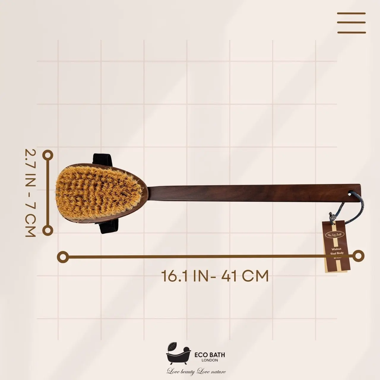 Natural Sisal Walnut Wood Body Brush - Luxurious Dry Brushing Body Brush - Image 6