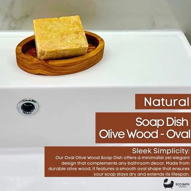 Eco Bath London Olive Wood Oval Soap Dish - Image 2