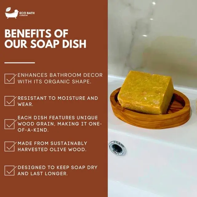 Eco Bath London Olive Wood Oval Soap Dish - Image 3